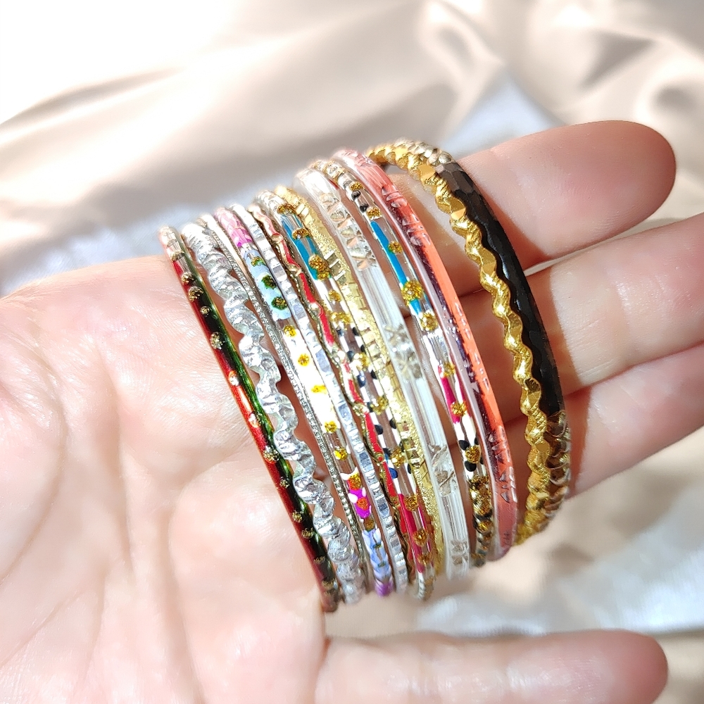 13 girls colorful acrylic metal plastic bangles